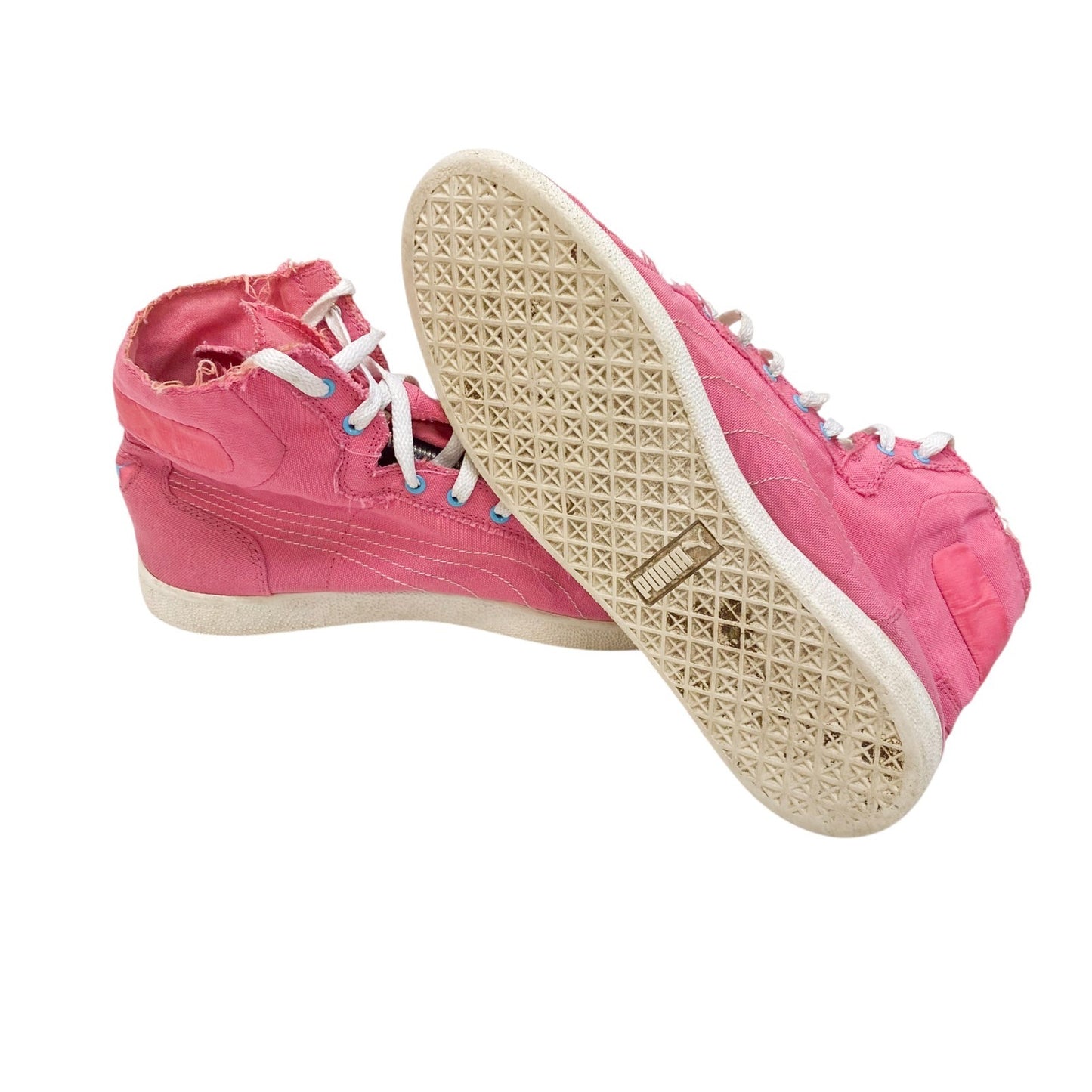 PUMA First Round Sneakers Women's UK 7.5 Safari Pink Canvas High Top Lace Up