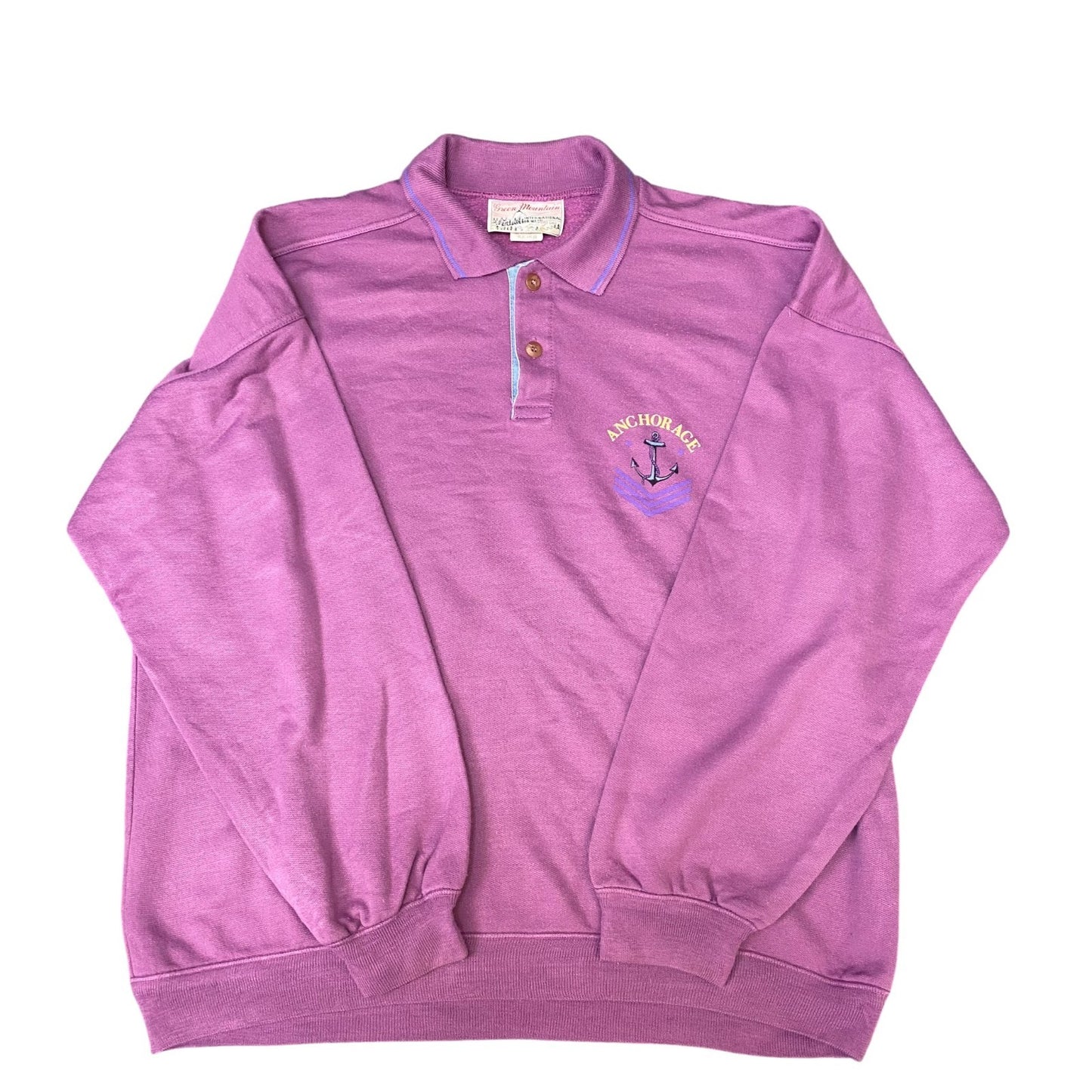 Green Mountain Sweatshirt Mens XL Pink Anchorage Graphic Long Sleeve Collated