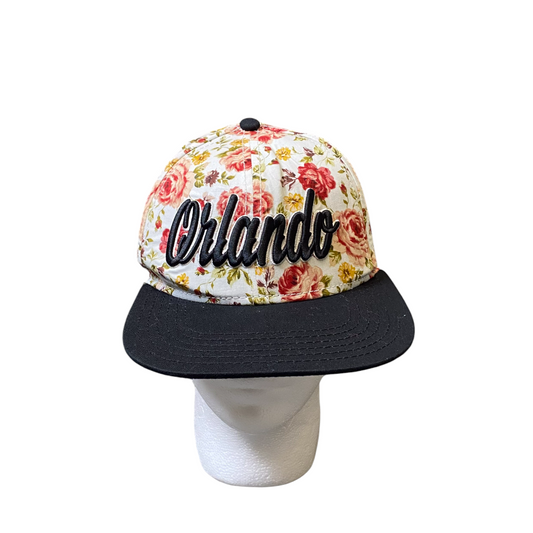 Essencial Orlando Baseball Cap Womens White Red Floral Adjustable Snapback Hat