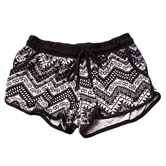 Derek Heart Sprinter Running Short Womens Medium Black Chevron Elastic Waist