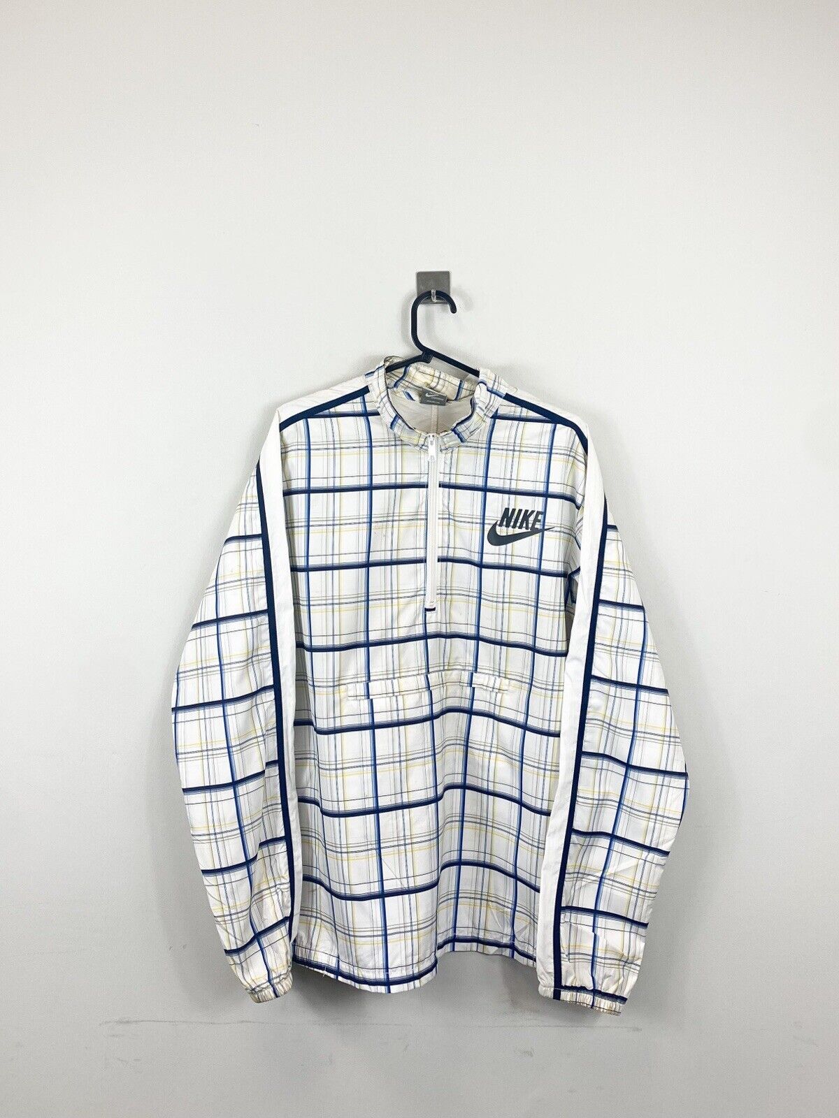 Nike Lightweight Quarter Zip Jacket White Check Mens S