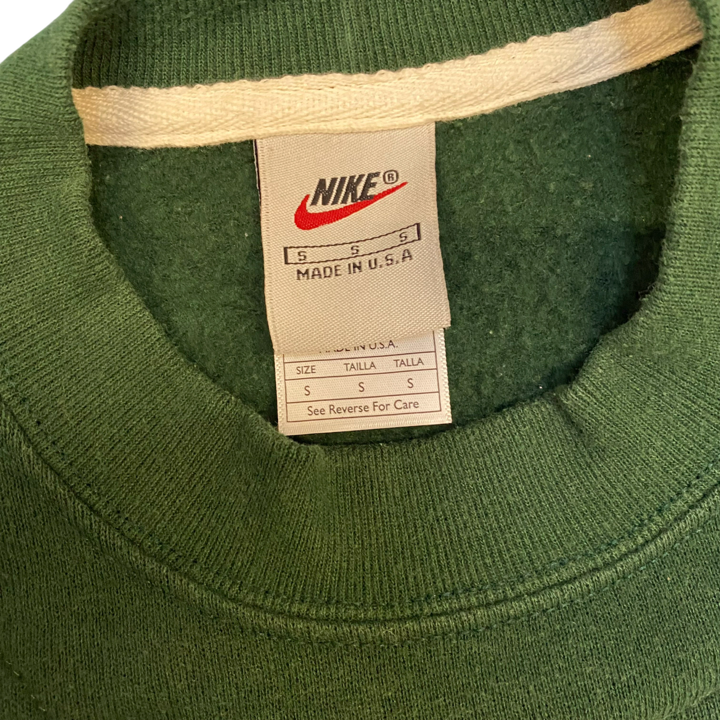 Nike Reworked Sweatshirt Mens S Green Grey Embroidered Spellout Logo Vintage Y2K