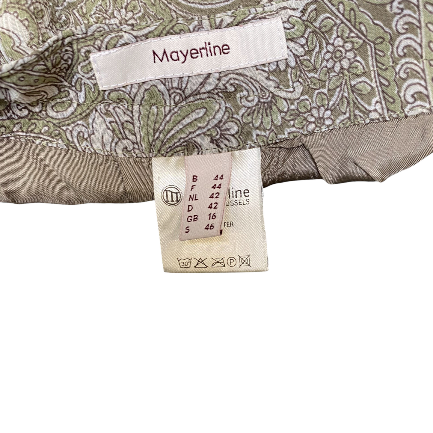 Mayerline Skirt Womens L Green Paisley Flared Hem Regular Fit Casual Pull On