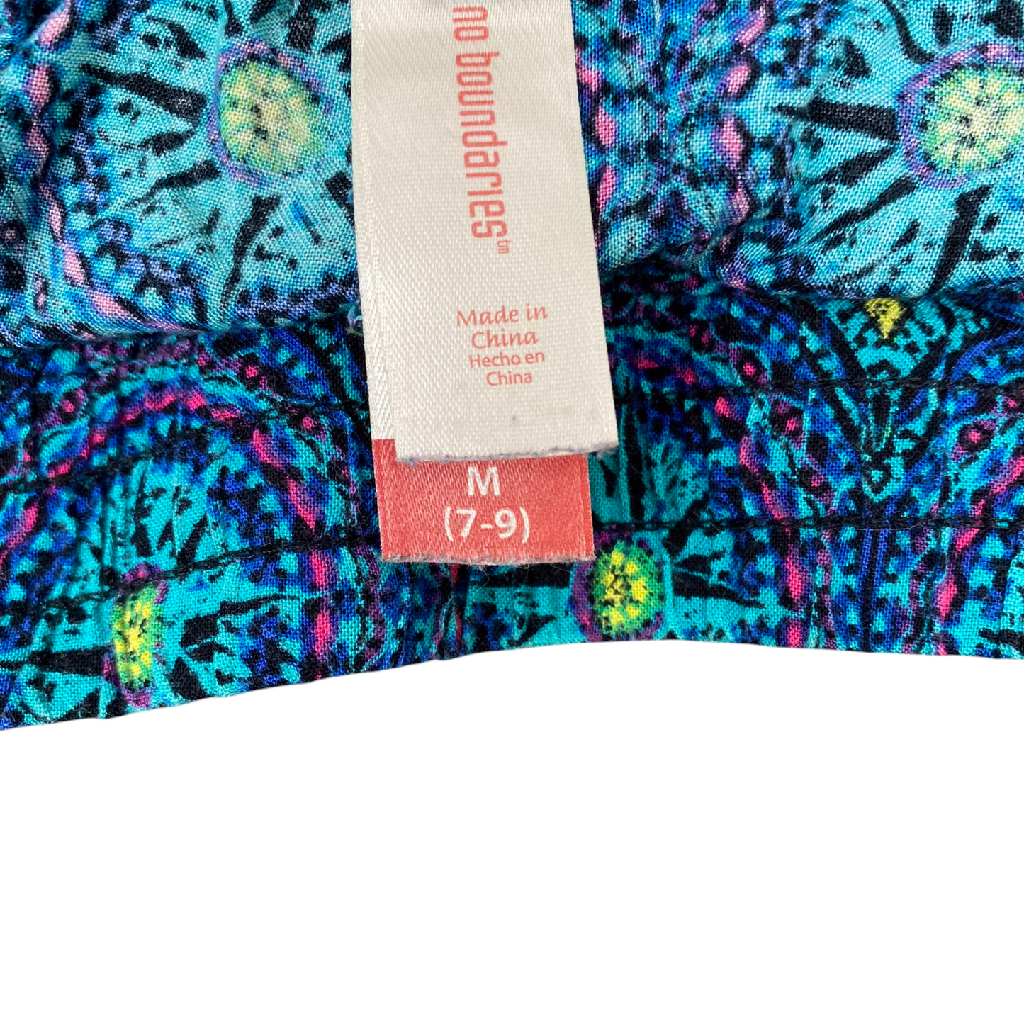 No Boundaries Sprinter Shorts Womens M Blue Pink Geo Print Running Elastic Waist