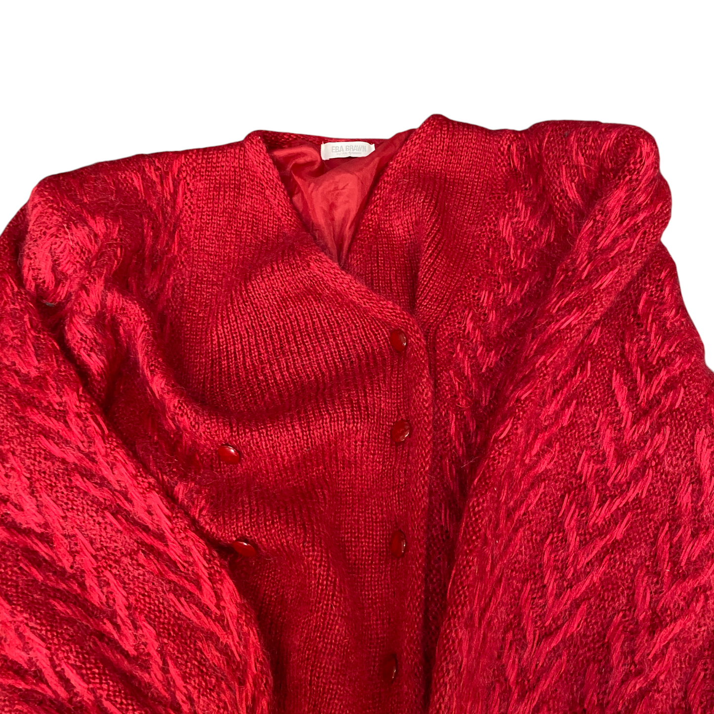 EBA BRAWN Cardigan Jumper Womens Large Red Knitted Long Sleeve Double Breasted