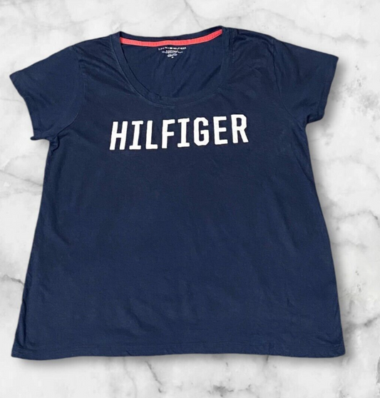 Tommy Hilfiger T-Shirt Top Women's Medium Blue Sleepwear Round Neck Pullover Tee