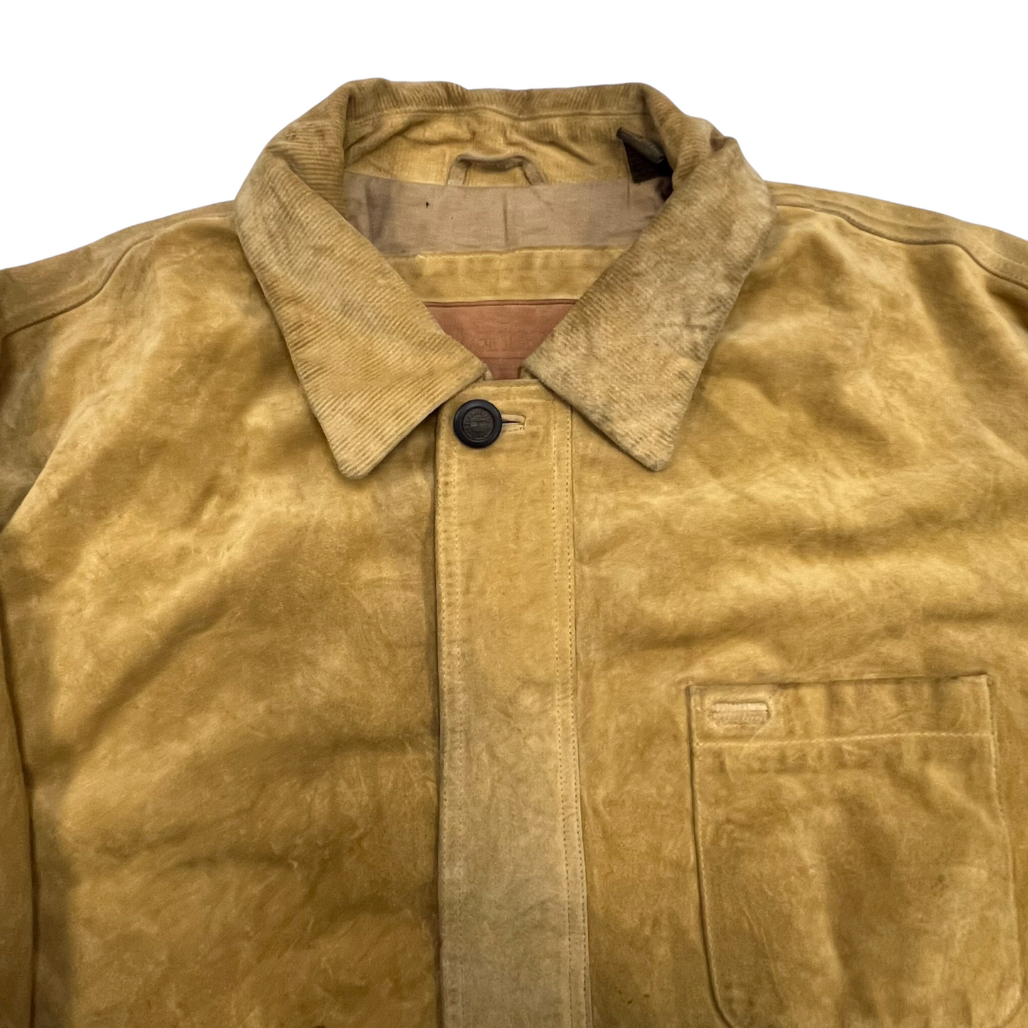 Timberland Weathergear Jacket Mens XL Mustard Long Sleeve Collared Button Front
