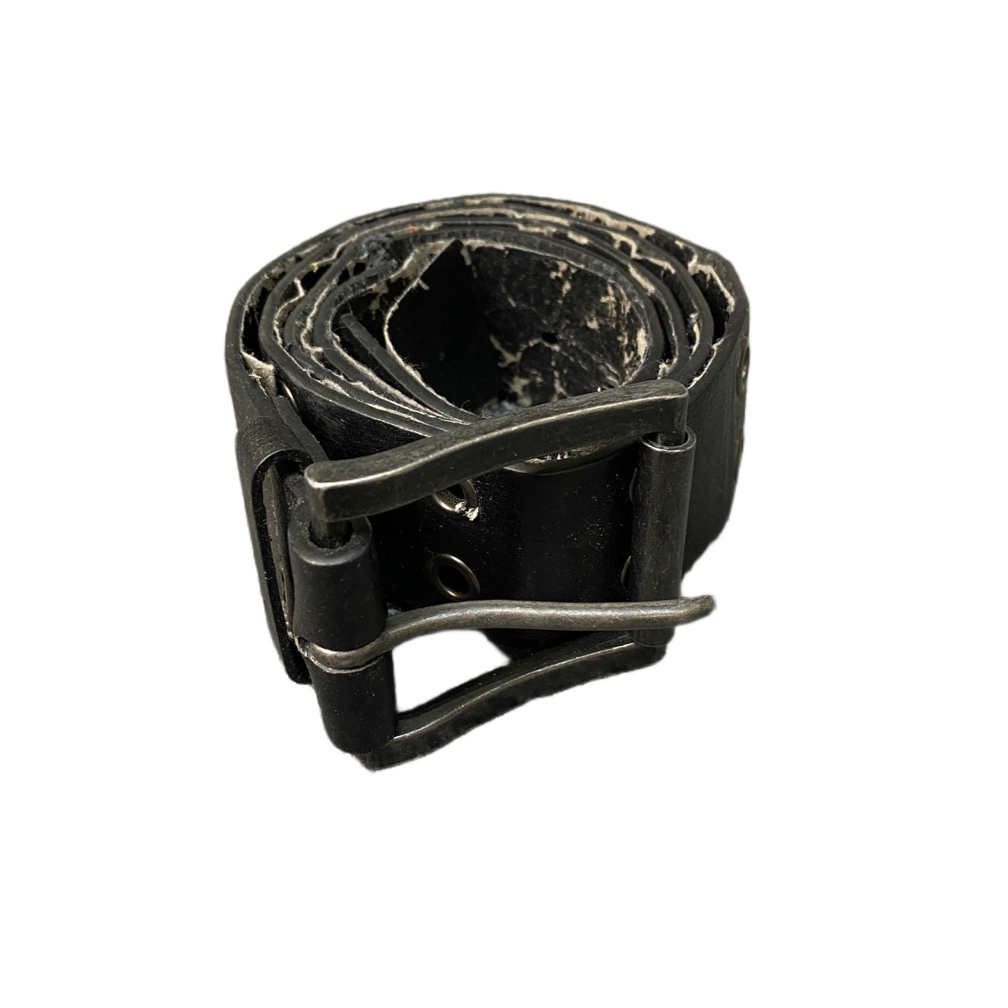 Waist Belt Mens Black Leather Adjustable Sliver Roller Pin Buckle 40 Inches