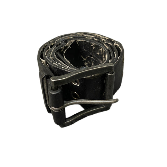 Waist Belt Mens Black Leather Adjustable Sliver Roller Pin Buckle 40 Inches
