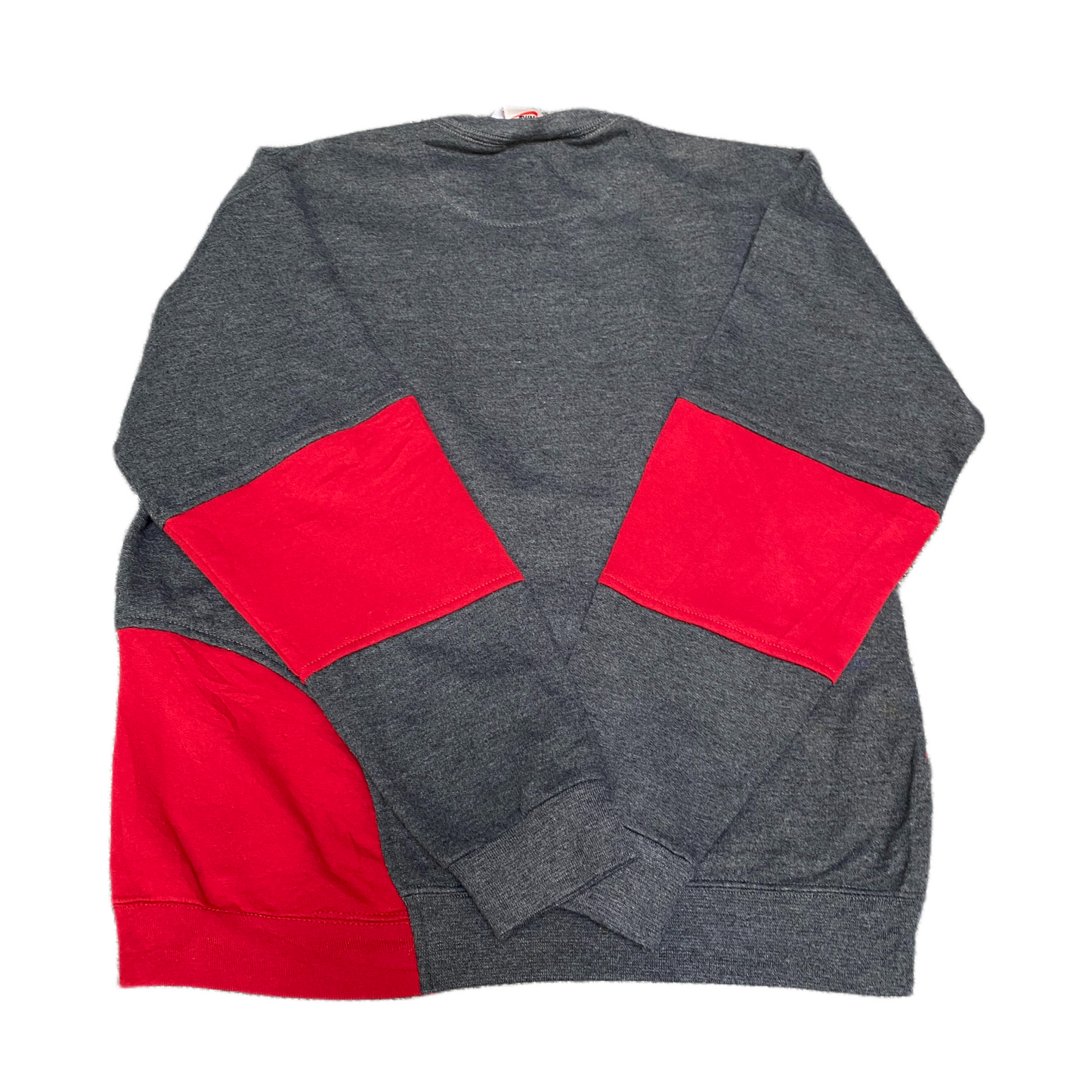 Nike Reworked Sweatshirt Mens M Red Grey Embroidered Spellout Logo Vintage Y2K