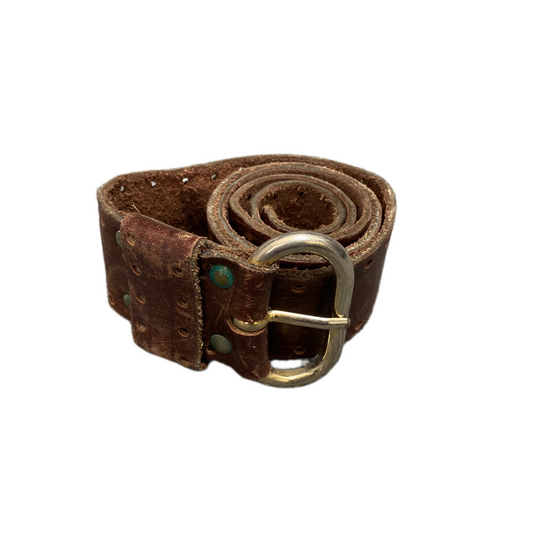 Waist Belt Mens Brown Leather Adjustable Classic Silver Pin Buckle 30 inches