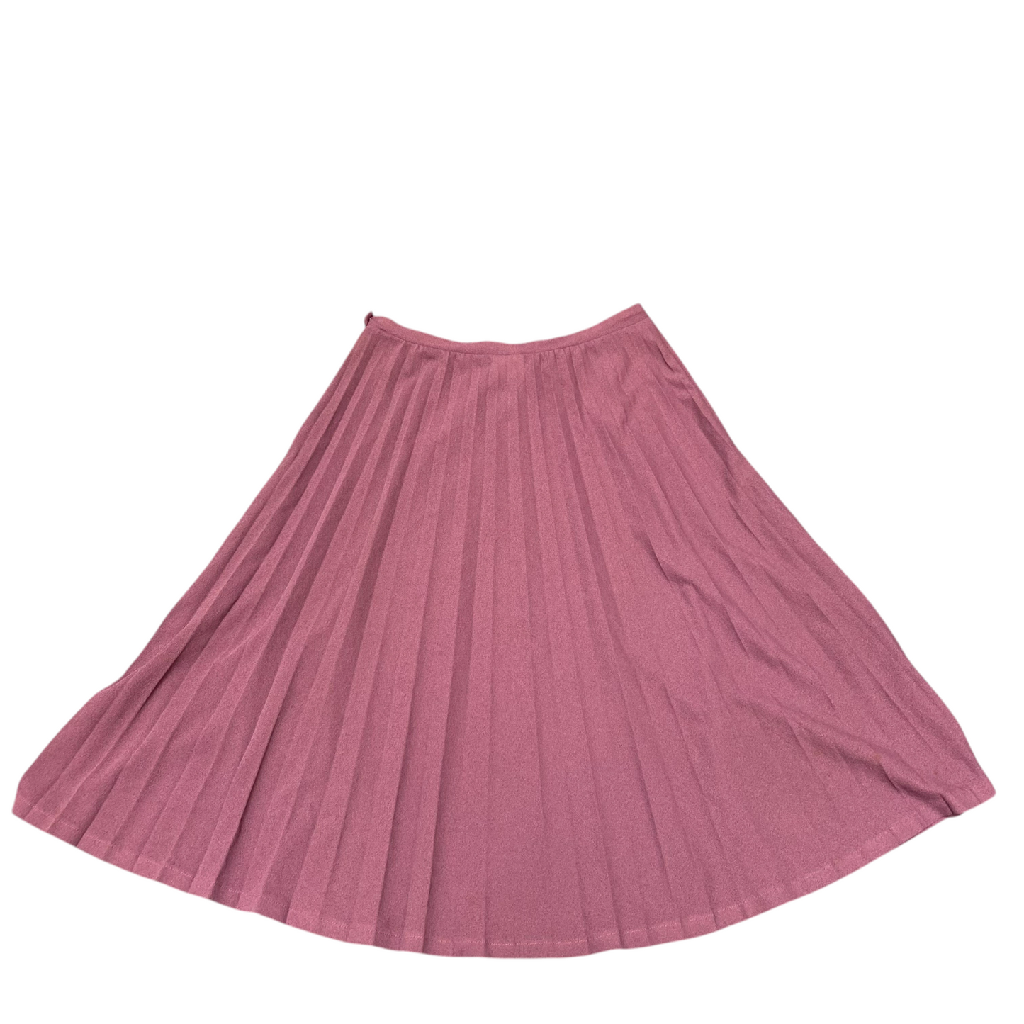 Pleas Fit & Flare Skirt Womens L Pink Comfort Pleated Knee Length Elastic Waist