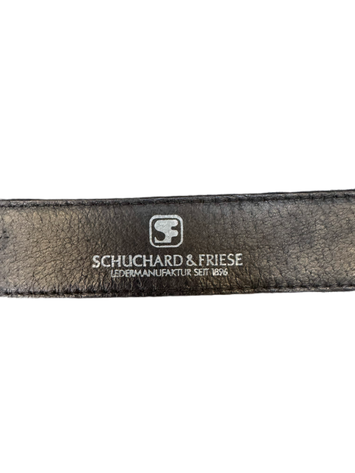 Schuchard & Friese Waist Belt Mens Black Leather Gold Tone Buckle 41.5 inches