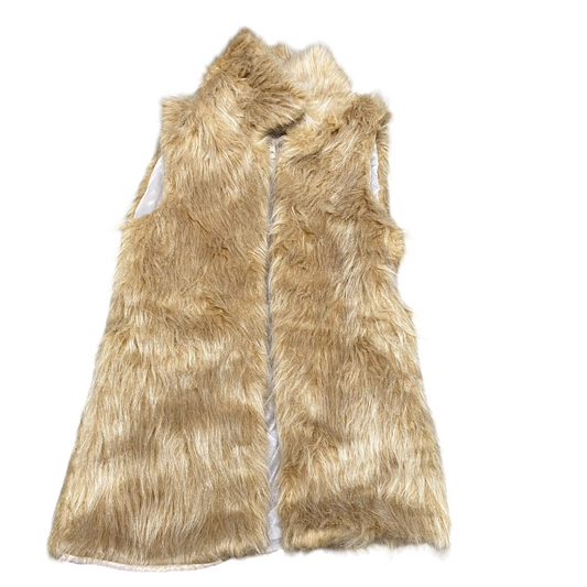 Beppe Faux Fur Vest Womens S/M Brown Lined Lightweight Sleeveless Open Front