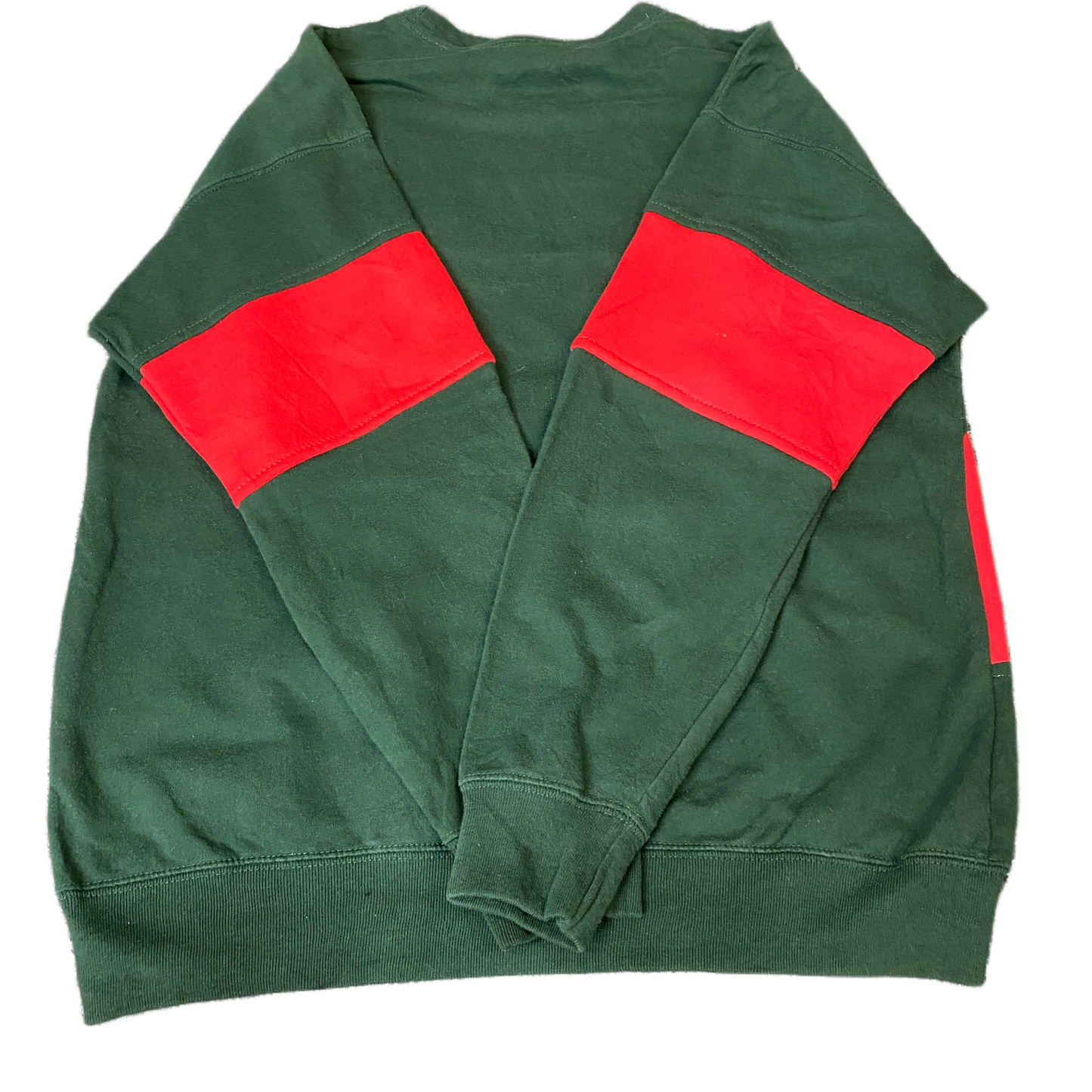 Nike Reworked Sweatshirt Mens M Green Red Embroidered Spellout Logo Vintage Y2K