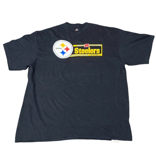 Majestic T-Shirt Women's 2XL Black Short Sleeve Pullover Steelers Football Tee