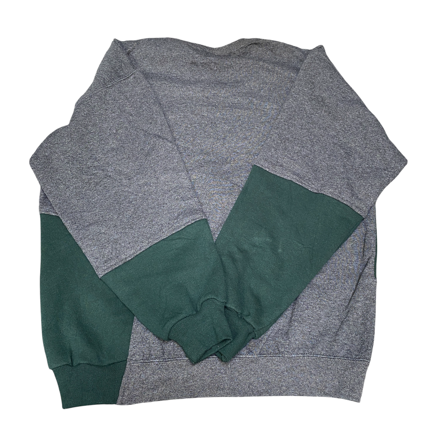 Nike Reworked Sweatshirt Mens L Grey Green Embroidered Spellout Logo Vintage Y2K