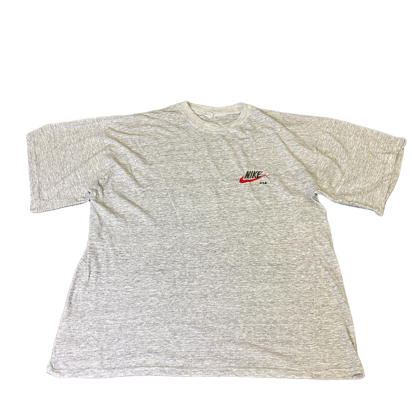 Nike T-Shirt Mens M Grey Heather Embroidered Swoosh Logo Short Sleeve Pullover