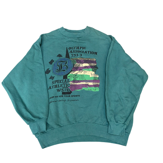 Sweatshirt Womens Medium Green Olympic Association 753-3 Graphic Print Crew Neck