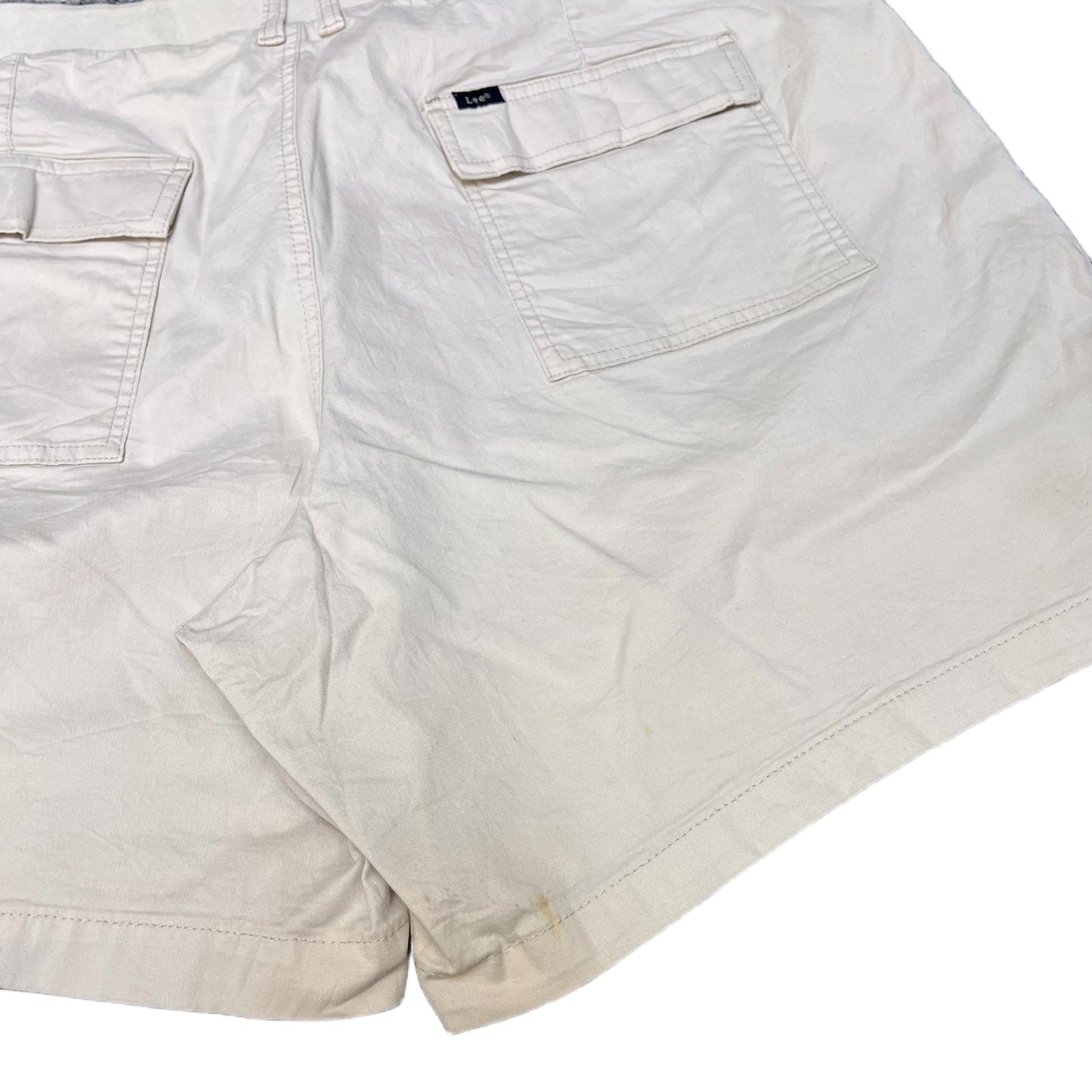 Lee Shorts Fits as Womens 2XL 41" Waist Beige Stretch Flap Pockets Elastic Waist