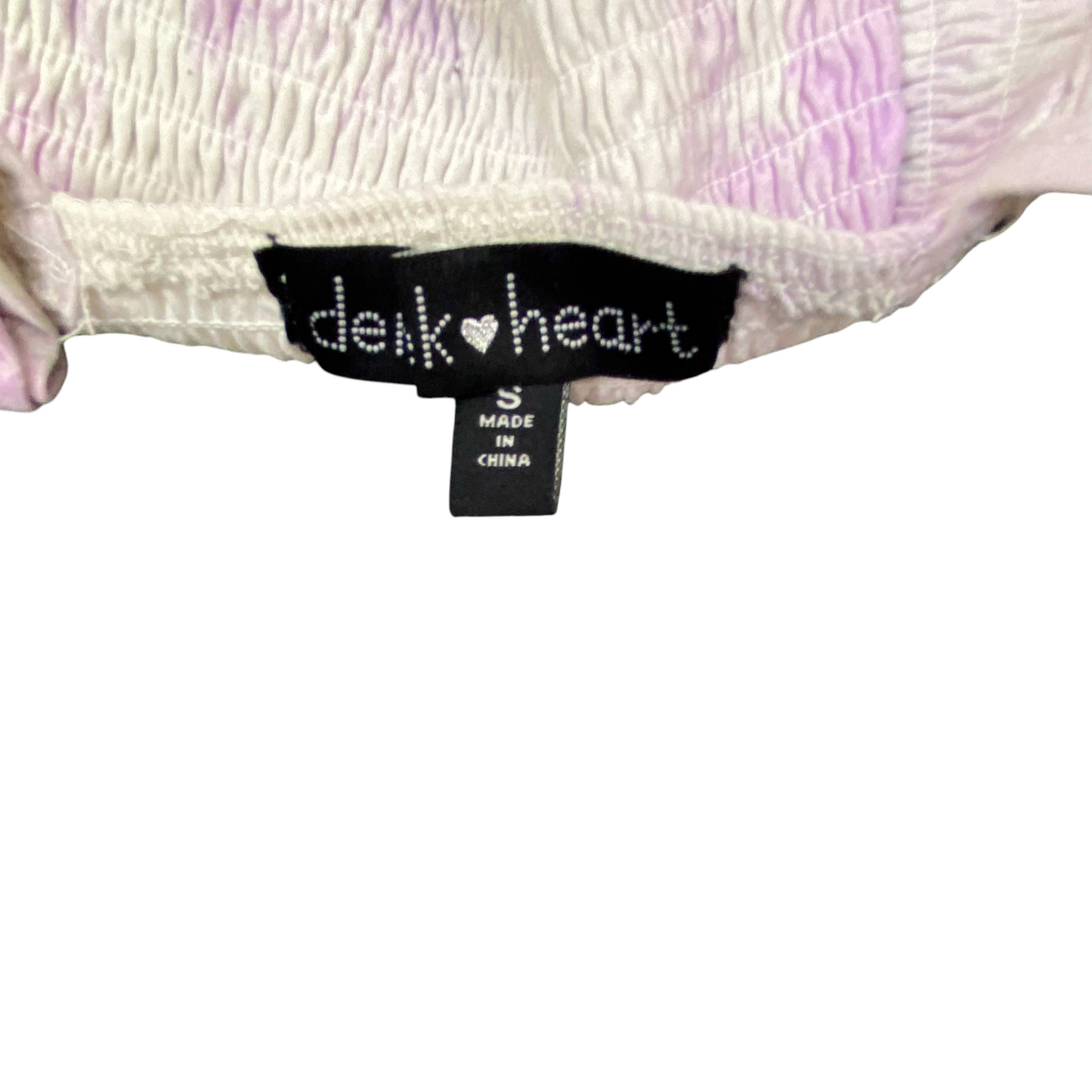 Blouse Top Womens S Purple White Tie Dye Smocked Cropped Ruffle Straps Pullover