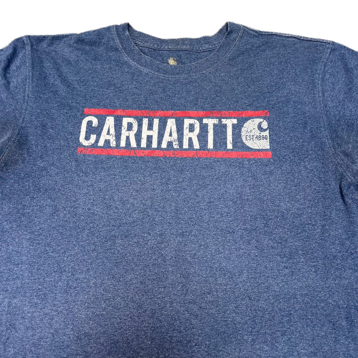 Carhartt T-Shirt Men Large Blue Graphic Logo Relaxed Fit Short Sleeve Summer Tee