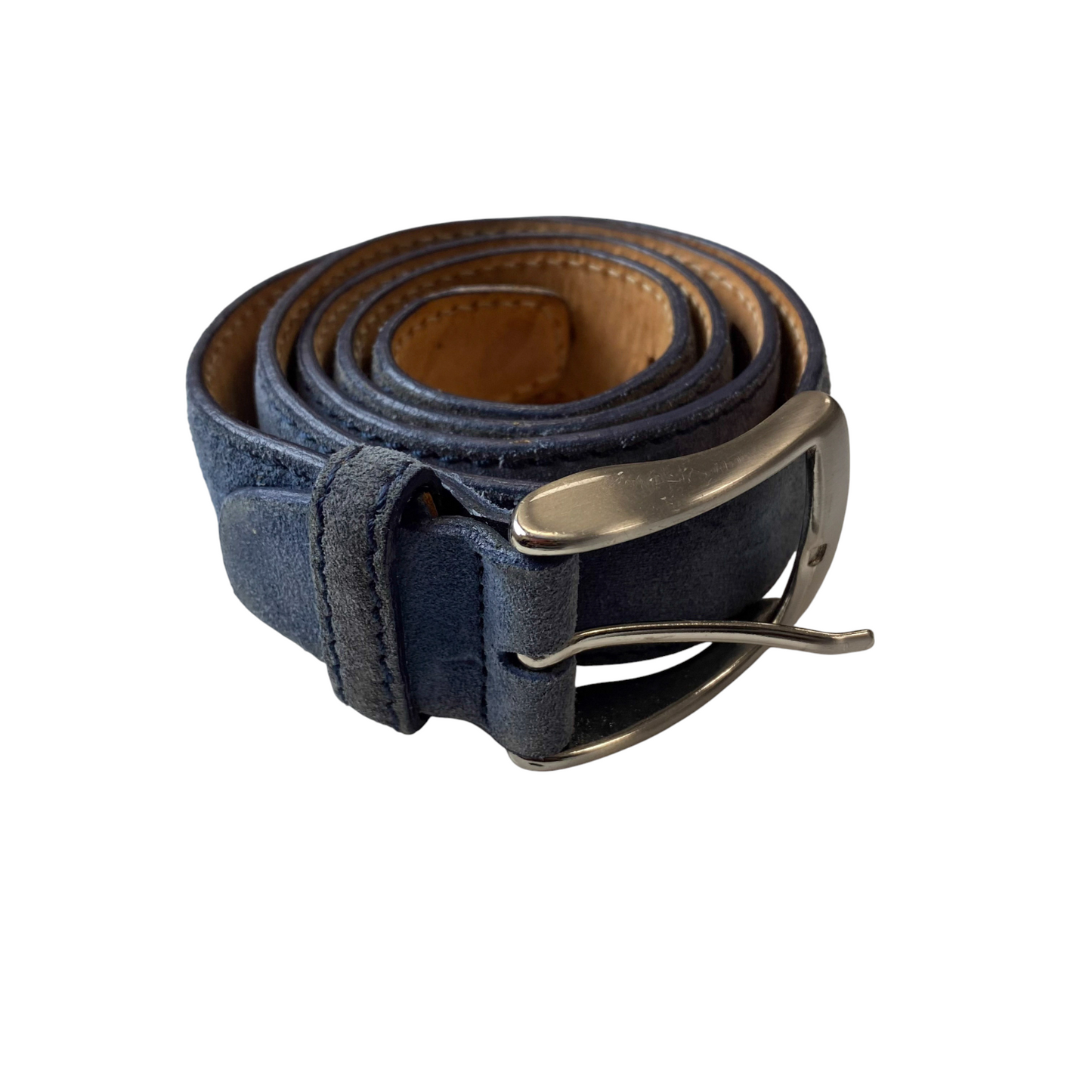 Vtg L'Abate Rosso Italian Belt Mens Blue Genuine Leather Pin Buckle Size 43 in