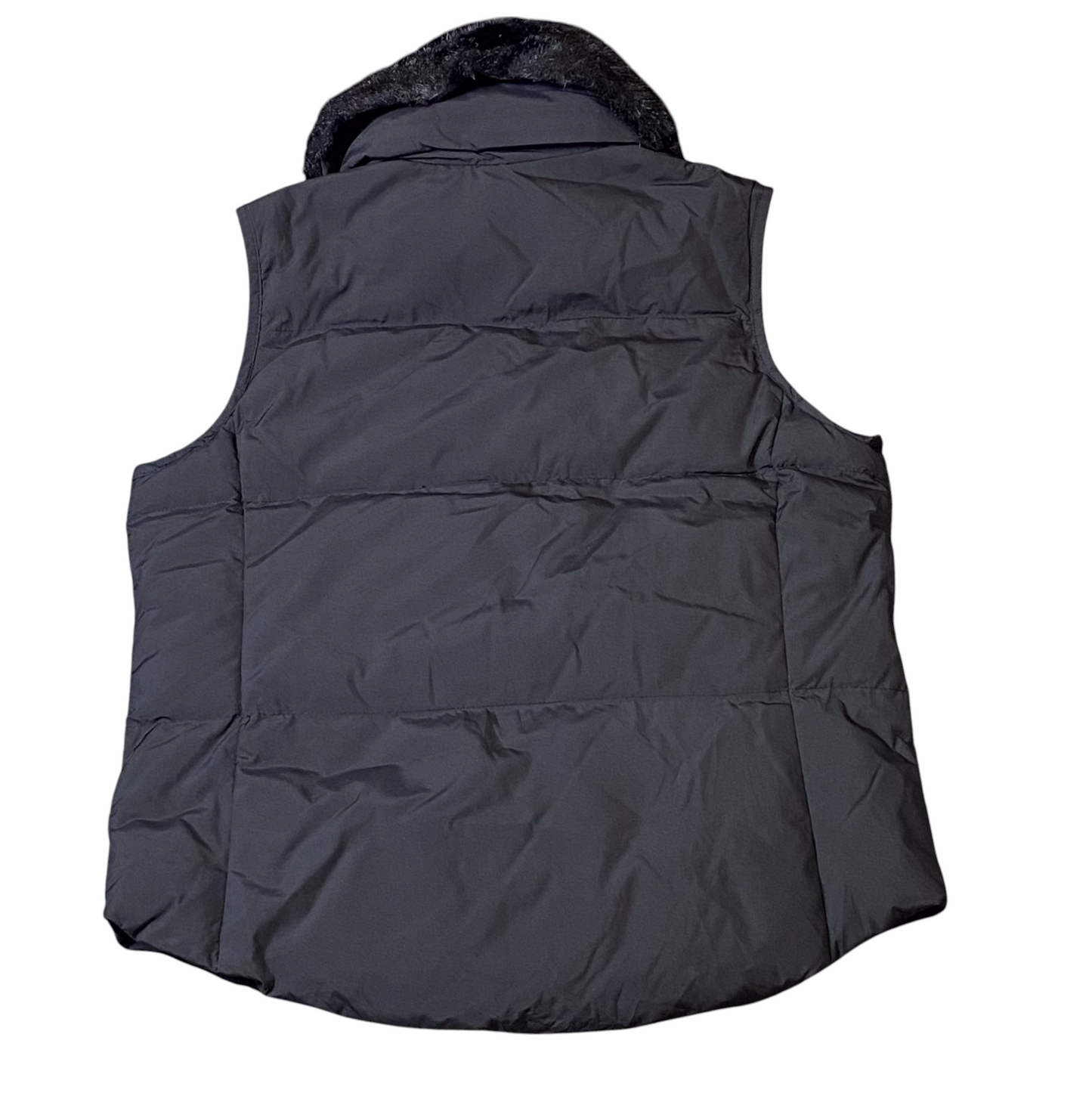 Pendleton Down Vest Womens Small Black Quilted Faux Fur Collar Zip Up Snap Front