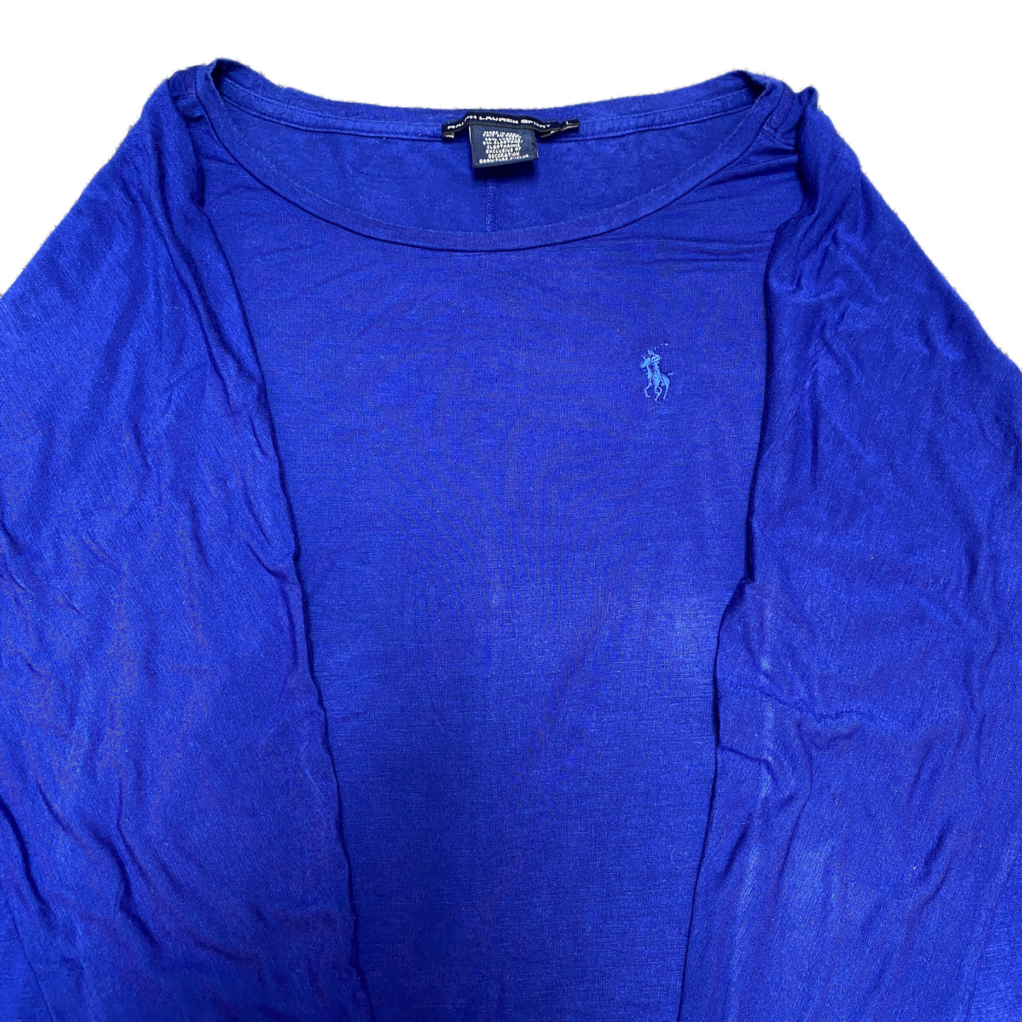 Ralph Lauren Sport T-Shirt Womens Medium Blue Pony Logo Long Sleeve Pullover