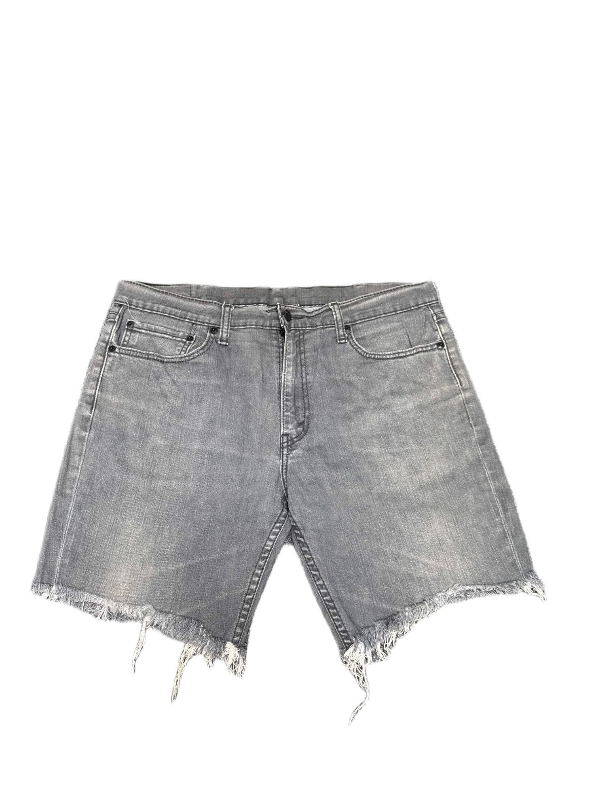 Levi's 511 Jean Shorts Fits as Mens XL 37" Waist Grey Denim Red Tab Raw Hem