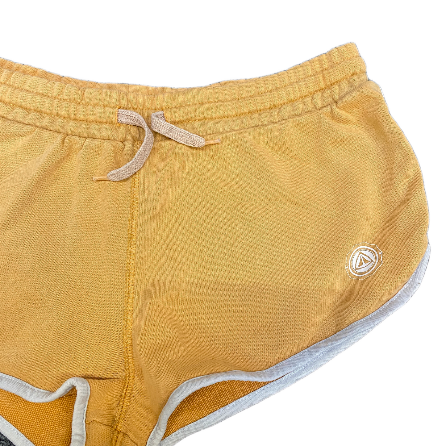 Running Sprinter Shorts Womens M 28" Waist Yellow Athletic Workout Dolphin Hem