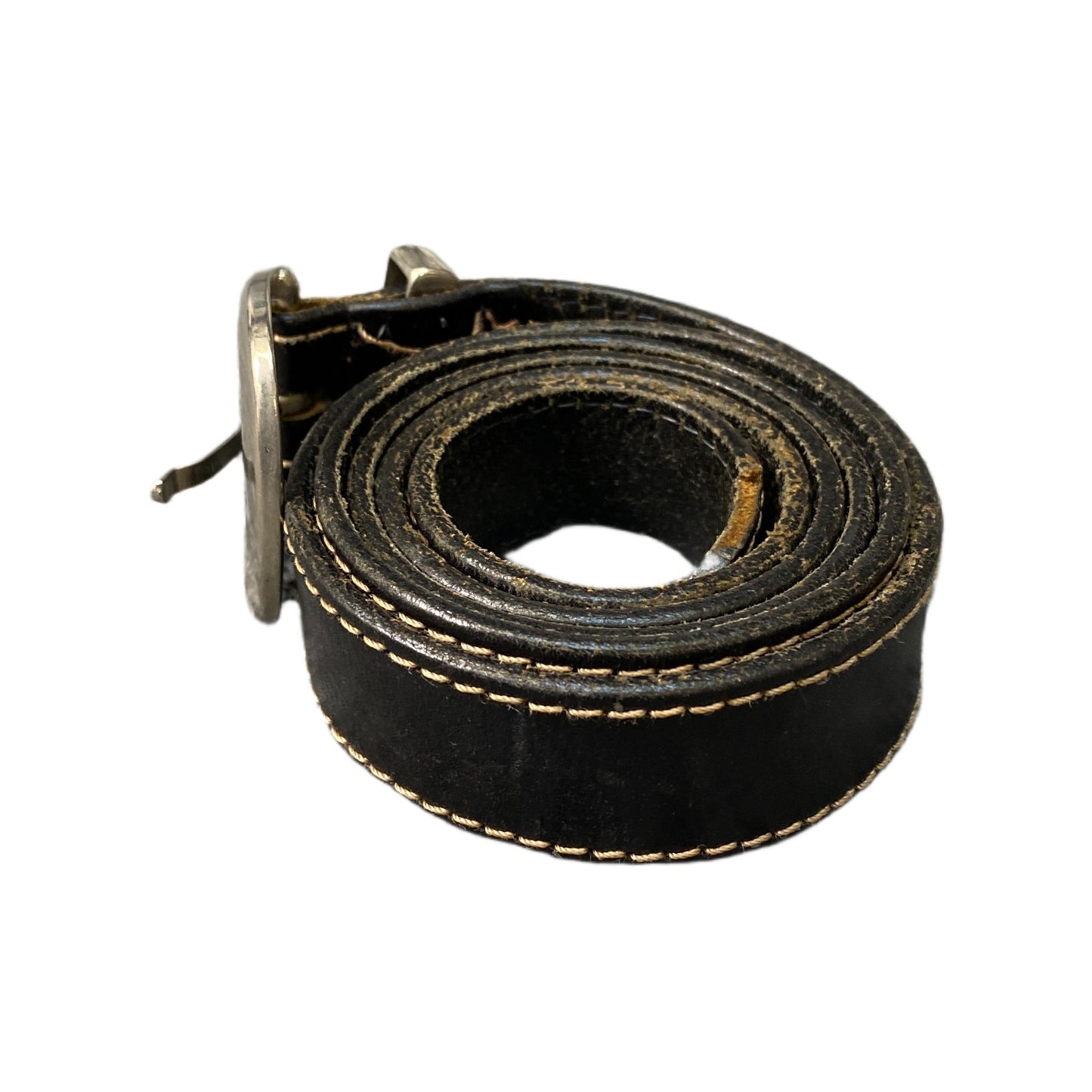 Vintage Westbury Waist Belt Mens Black Leather Silver Pin Buckle 46 Inches