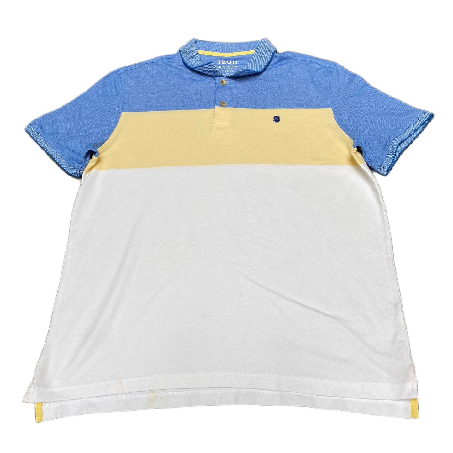 IZOD Polo Shirt Men XL White Blue Advantage Performance Golf Performance Stretch