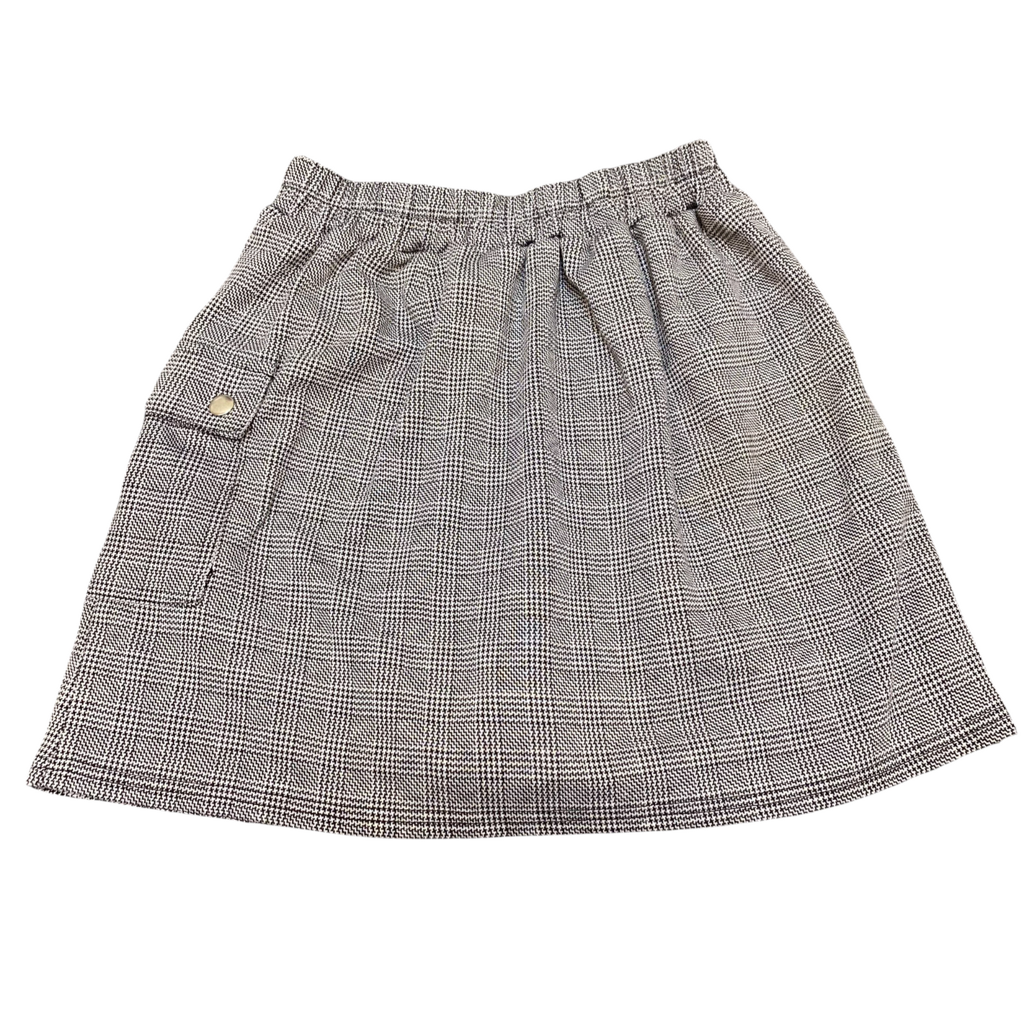 Chip Clip Mini Skirt Womens S Gray Glen Plaid Lined Flap Pocket Elastic Waist