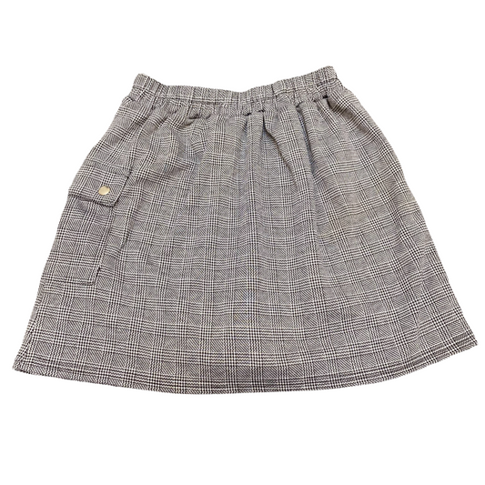 Chip Clip Mini Skirt Womens S Gray Glen Plaid Lined Flap Pocket Elastic Waist