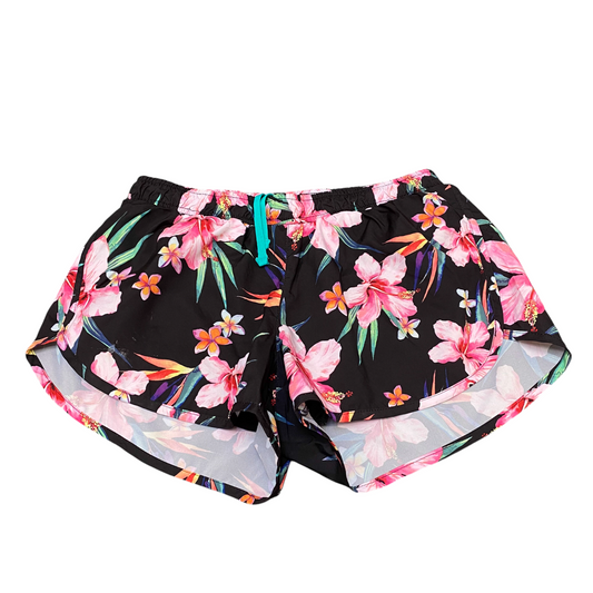 Active Running Sprinter Shorts Womens XS Black Floral Lined Go Dry Semi Fitted
