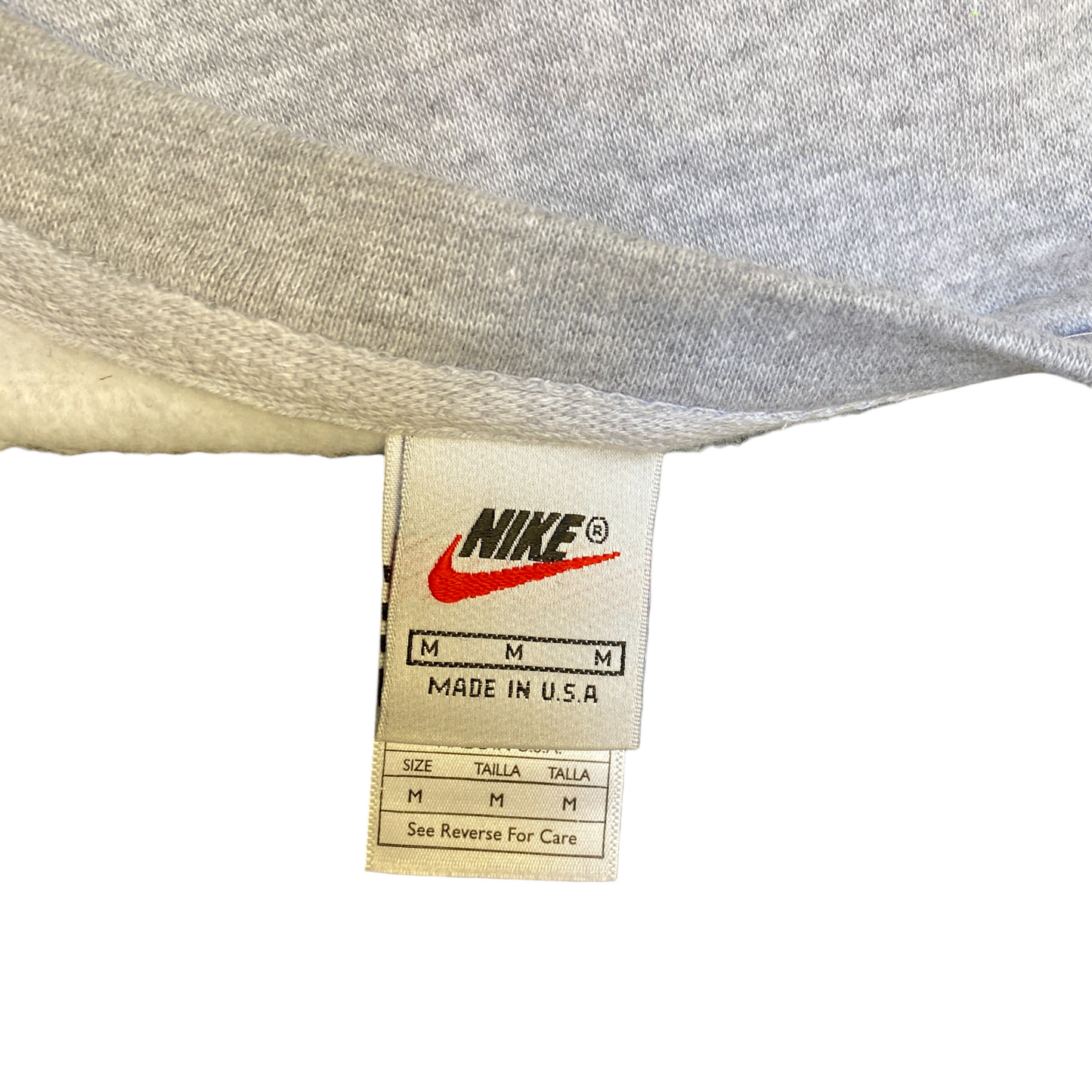 Nike Reworked Sweatshirt Mens Medium Grey Embroidered Spellout Logo Vintage Y2K