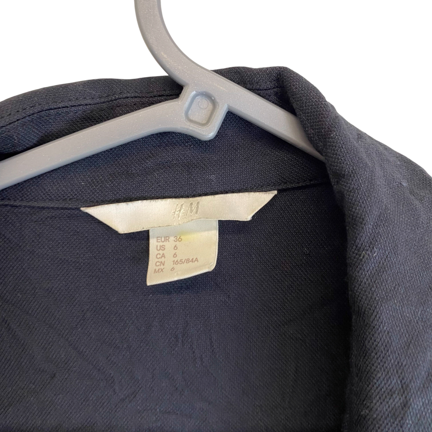 H&M Trench Coat Womens S Blue Pockets Long Sleeve Belted Button Front Outdoor