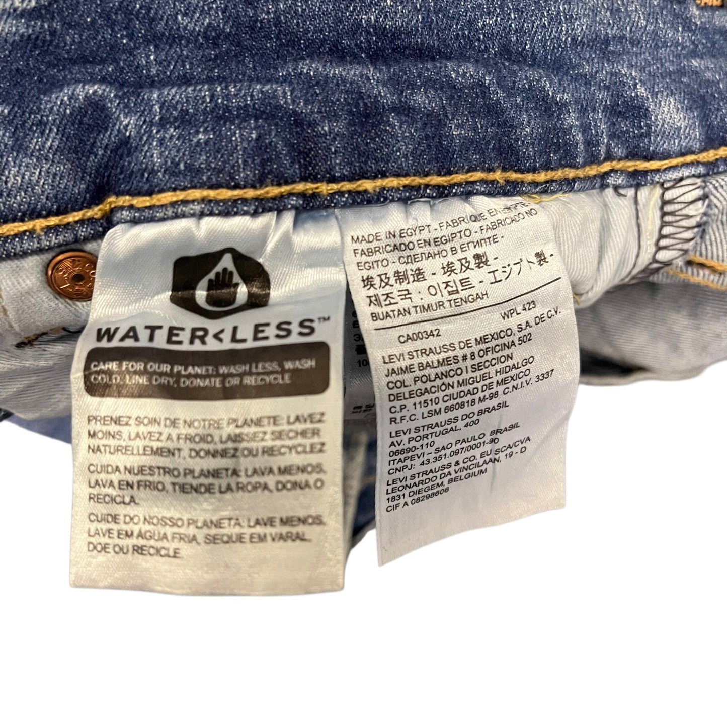 Levi's 519 Jean Shorts Fits as Womens S 28" Waist Blue Denim Red Tab Raw Hem
