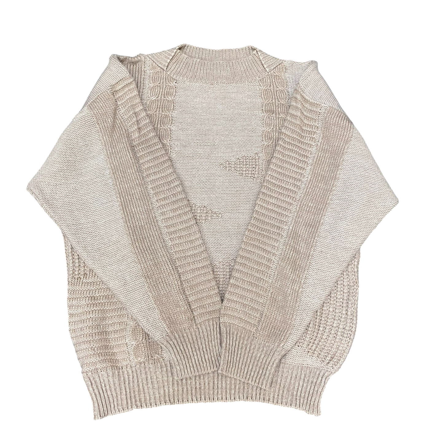 Jagro Jumper Womens Medium Cream Cable Knit Crew Neck Holiday Pullover