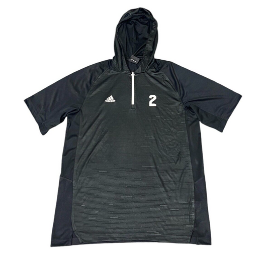 Adidas Activewear Jacket Men's Small Black Short Sleeve Logo Hooded Quarter Zip