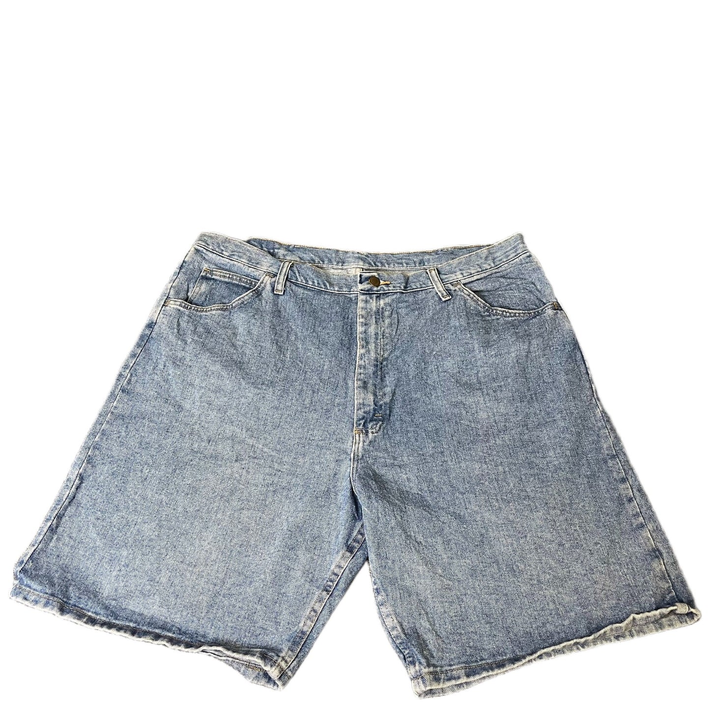 Wrangler Jean Shorts Fits as Men 2XL 40" Waist Blue Denim Light Wash Relaxed Fit