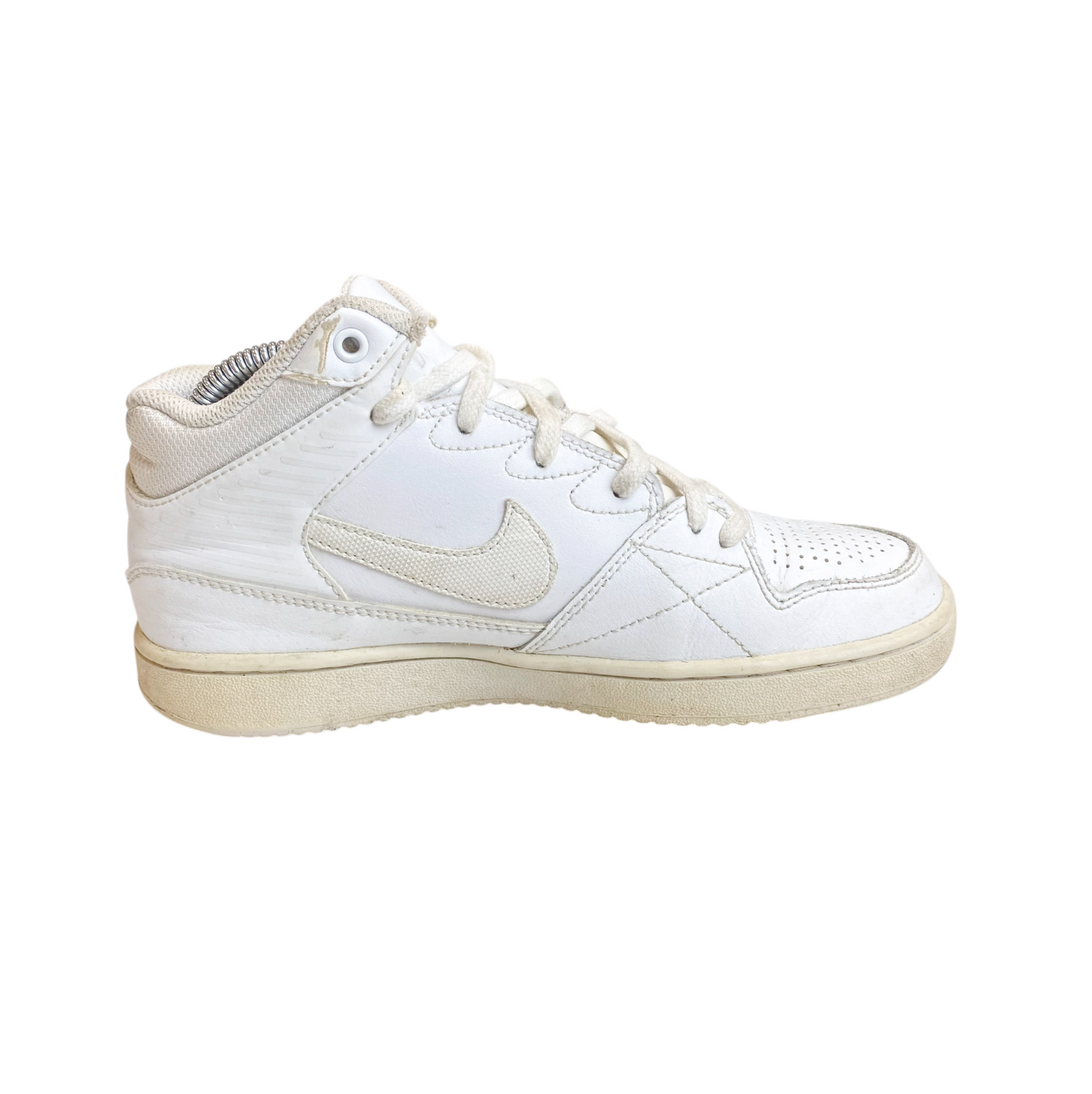 Nike Airs Running Sneakers Youth Boys 4.5 White Leather Upper Mid Top Lace Up