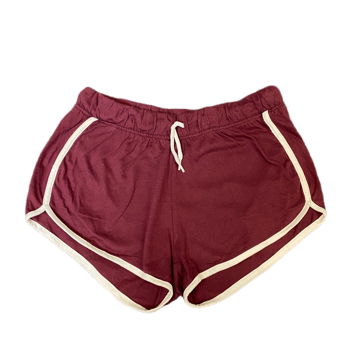 Running Sprinter Shorts Womens M 26" Waist Burgundy Athletic Workout Dolphin Hem