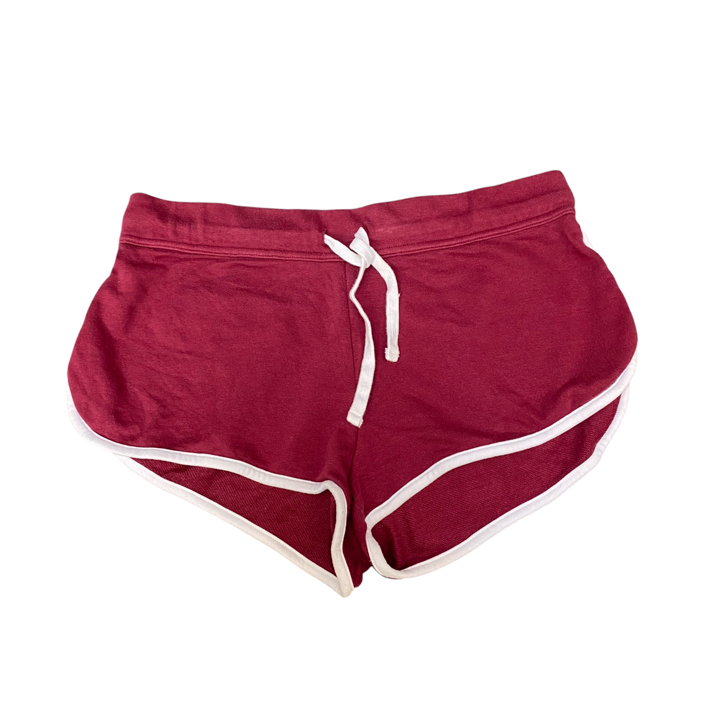 Running Sprinter Shorts Womens L Burgundy Drawstring Elastic Waist Dolphin Hem