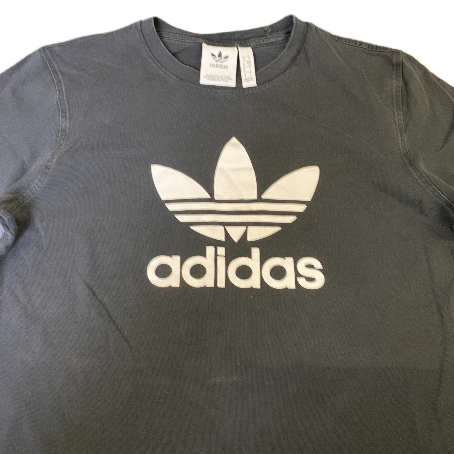 Adidas T-Shirt Womens Small Black Graphic Logo Short Sleeve Crew Neck Pullover
