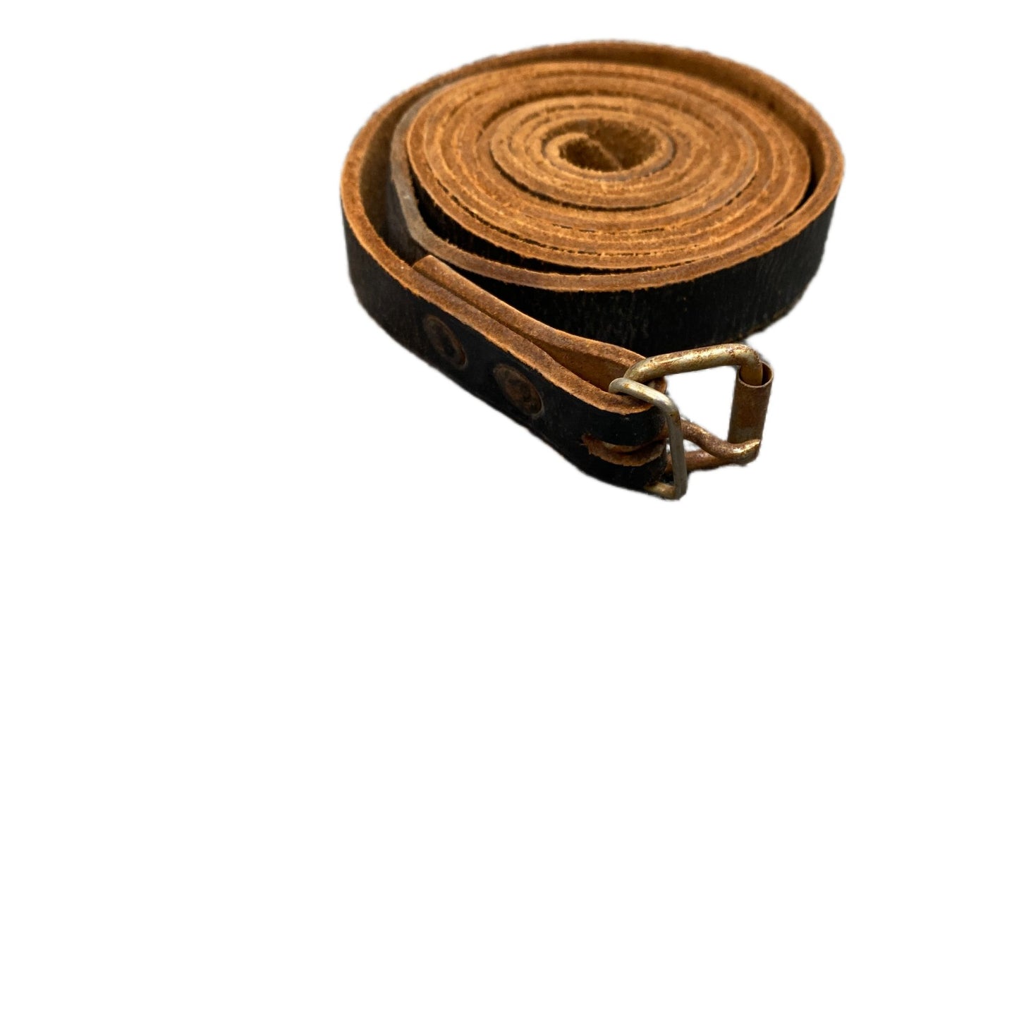 Waist Belt Mens Black Brown Leather Adjustable Brass Roller Buckle 64.5 Inches