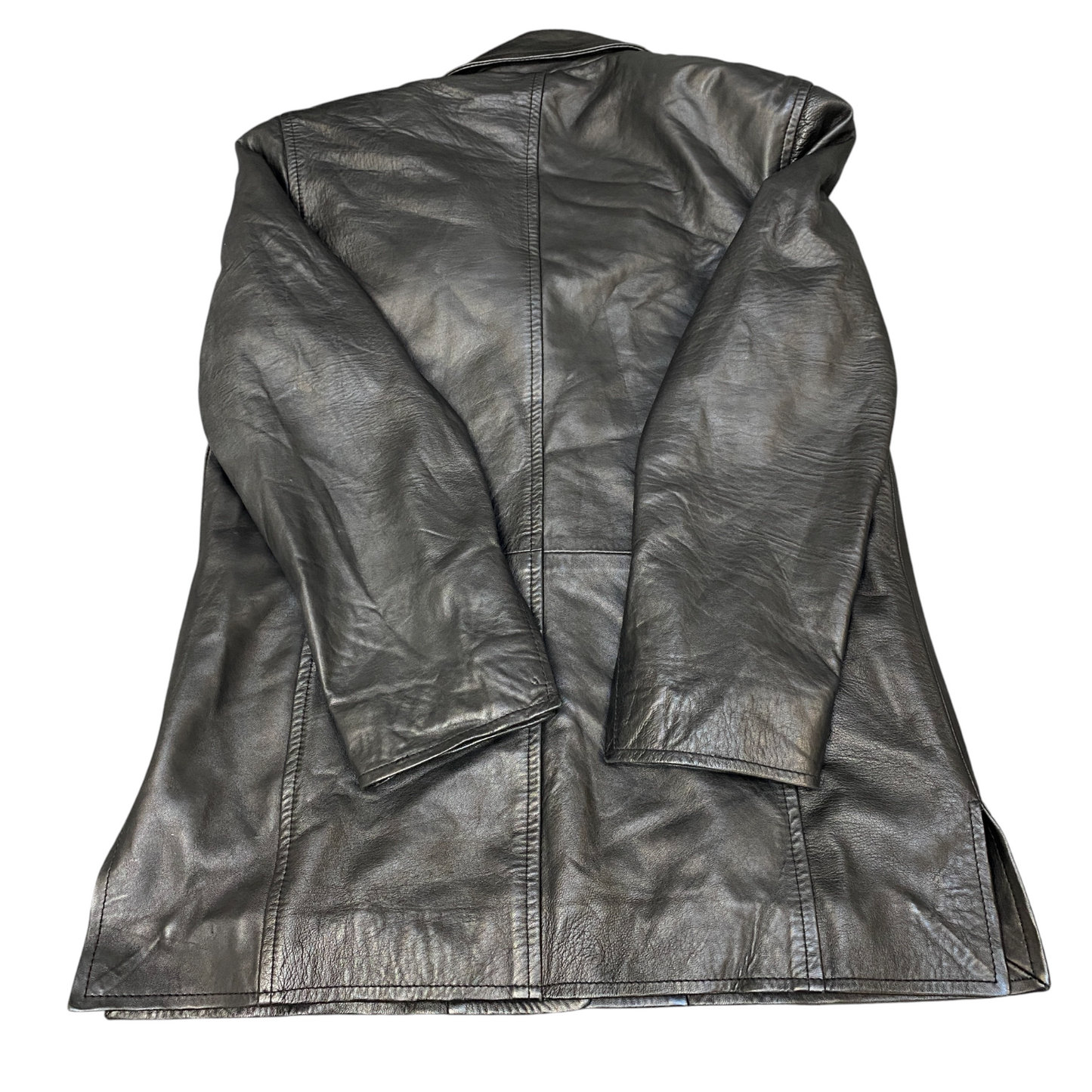 Barisal Leather Blazer Jacket Womens Medium Black Notch Lapel Single Breasted