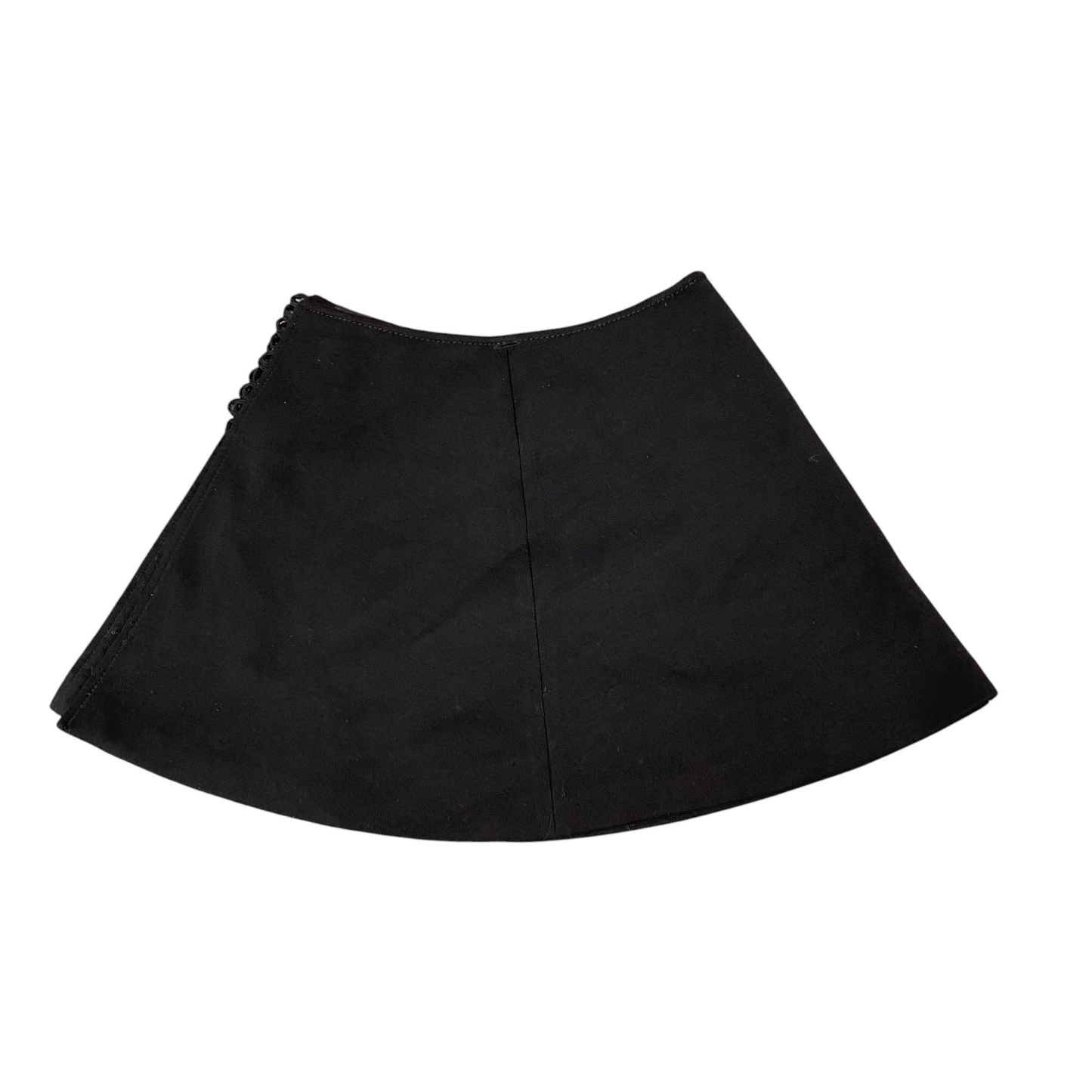 A-Line Mini Skirt Womens M Black Lined Flat Front Side Button Casual Outdoor