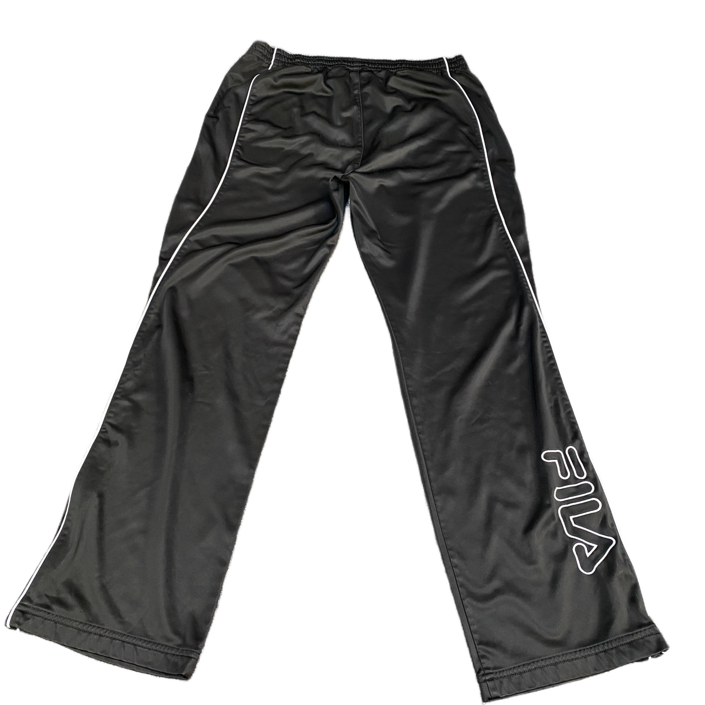 Fila Track Pants Fits as Mens 34" Waist Black Gym Comfort High Rise Trousers